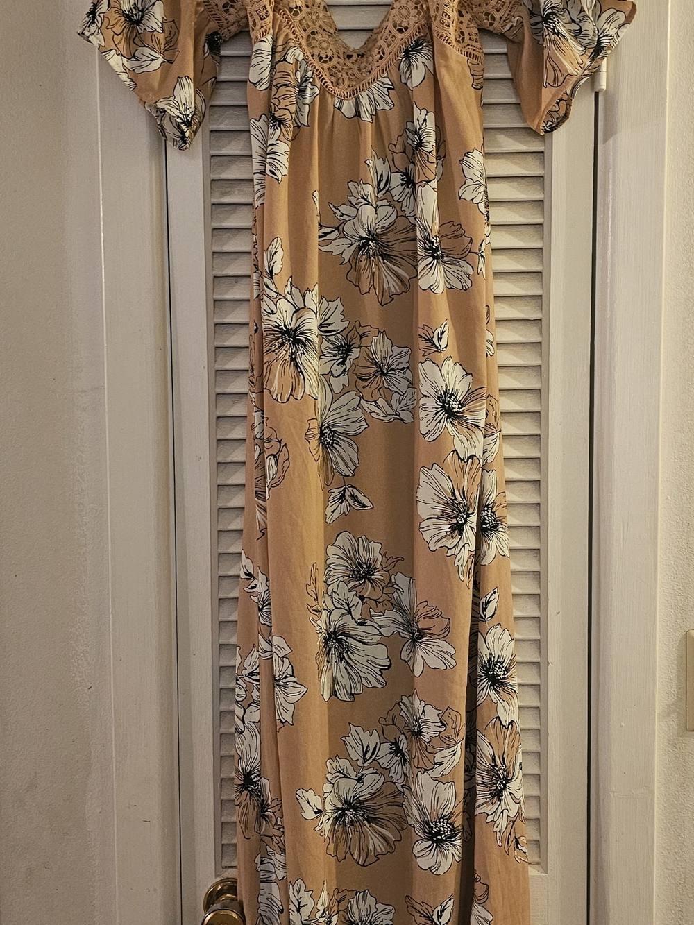 3/$13 Pink Floral Lace-Trim Maxi Dress